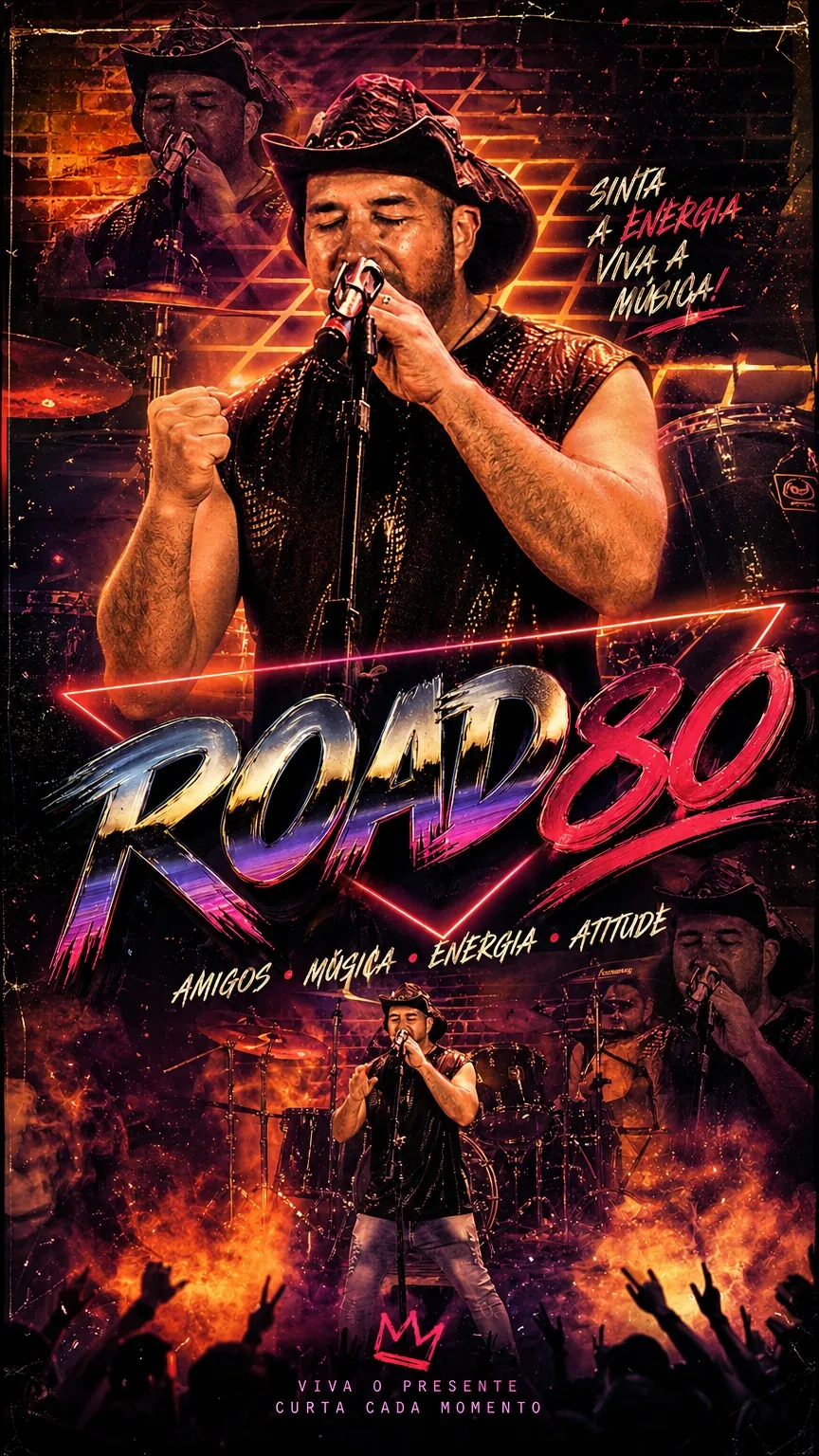 Tom Moraes em arte da Road80 com luzes quentes